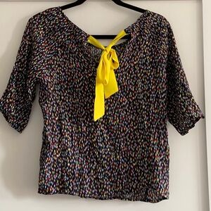 Promod Multicolor Blouse with Yellow Tie